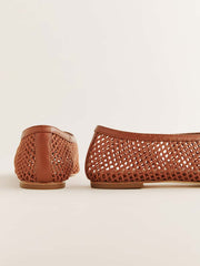 Reformation Britt Ballet Flat - Brown Crochet