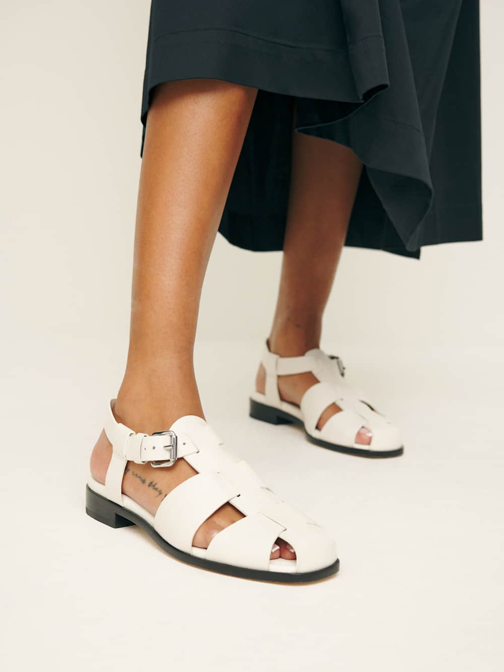 Reformation Freya Fisherman Sandal - White Leather