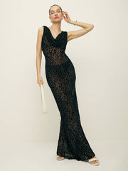 Reformation Cavallo Dress - Black Burnout Velvet