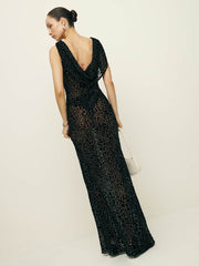 Reformation Cavallo Dress - Black Burnout Velvet