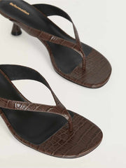 Reformation Sophie Heeled Sandal - Brown Croc-effect