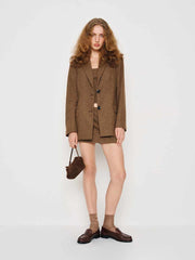 Reformation James Relaxed Blazer - Brown Check