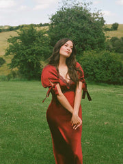 Reformation Stella Silk Dress - Crimson Clover