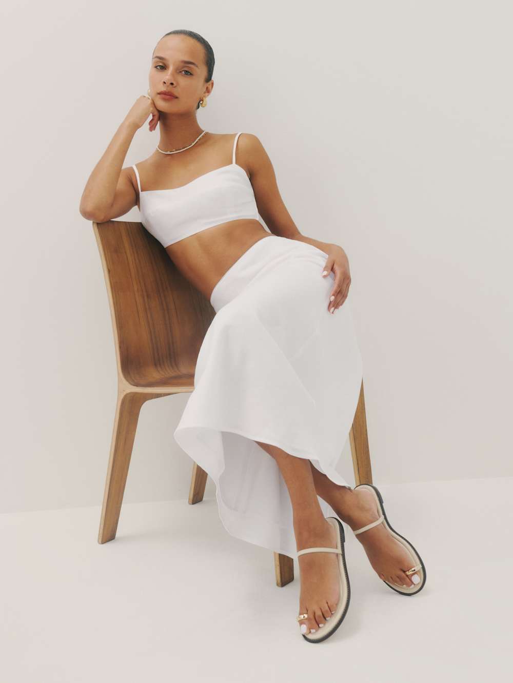 Reformation Cassandra Flat Sandal - Almond Leather