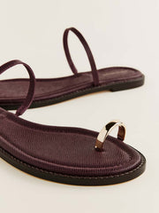 Reformation Cassandra Flat Sandal - Wine Snake