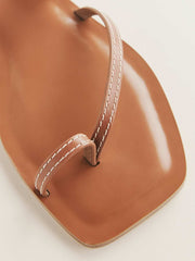 Reformation Sawyer Flat Sandal - Pecan Leather