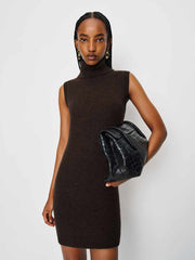Reformation Holland Cashmere Turtleneck Sweater Dress - Compost