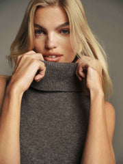 Reformation Holland Cashmere Turtleneck Sweater Dress - Thunder