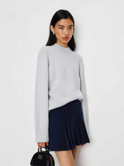 Reformation Mina Regenerative Merino Pleated Skirt - Navy
