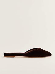 Reformation Melly Flat Mule - Dark Cherry Velvet