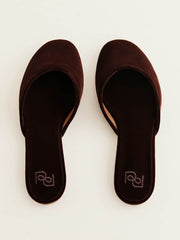 Reformation Melly Flat Mule - Dark Cherry Velvet