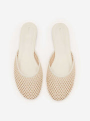 Reformation Melly Flat Mule - Ivory Crochet