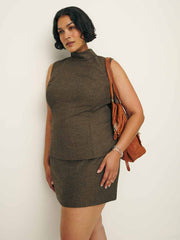 Reformation Sutton Top Es - Brown Herringbone