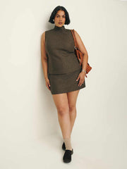 Reformation Sutton Top Es - Brown Herringbone