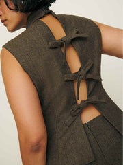 Reformation Sutton Top Es - Brown Herringbone