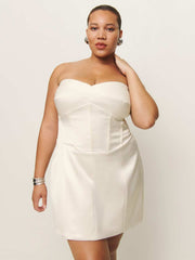 Reformation Pacie Satin Dress Es - Fior Di Latte