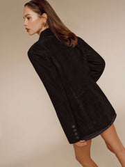 Reformation Veda Leon Oversized Blazer - Black Suede