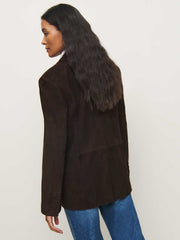 Reformation Veda Leon Oversized Blazer - Mole Suede