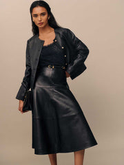 Reformation Veda Carmen Leather Skirt - Black