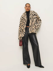 Reformation Ellie Faux Fur Coat - Dalmatian