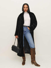 Reformation Chloe Faux Fur Oversized Coat - Black