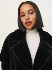 Reformation Chloe Faux Fur Oversized Coat - Black