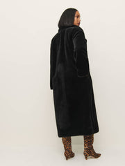 Reformation Chloe Faux Fur Oversized Coat - Black