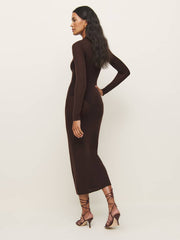 Reformation Eva Regenerative Merino Sheer Sweater Dress - Mole
