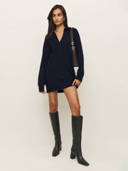 Reformation Maeve Cashmere Polo Dress - Navy