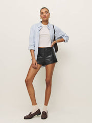 Reformation Veda Rory Leather Short - Black