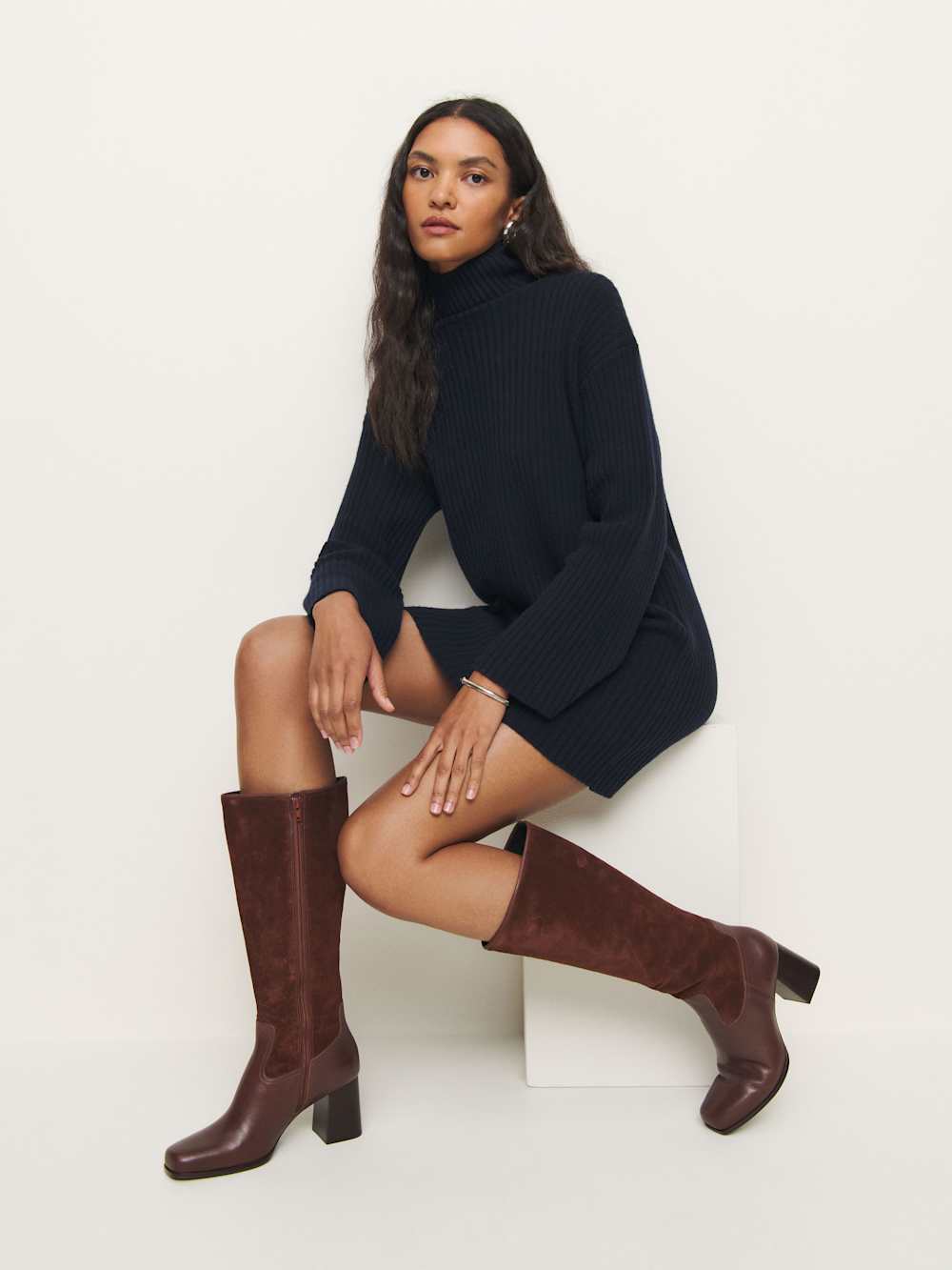 Reformation Frederique Knee High Boot - Oak Suede