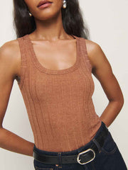 Reformation Fiore Knit Top - Toffee