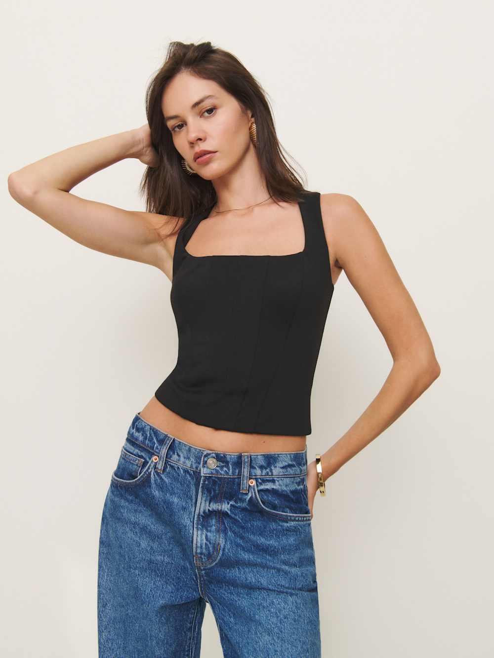 Reformation Sienna Knit Top - Black