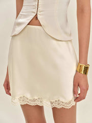 Reformation Neera Satin Skirt - Almond