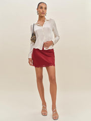 Reformation Neera Satin Skirt - Rubies