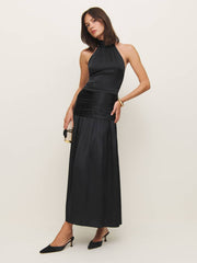 Reformation Petites Zaria Silk Dress - Black