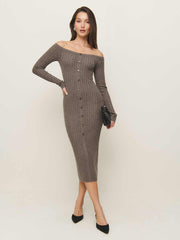 Reformation Nara Cashmere Sweater Dress - Cocoa