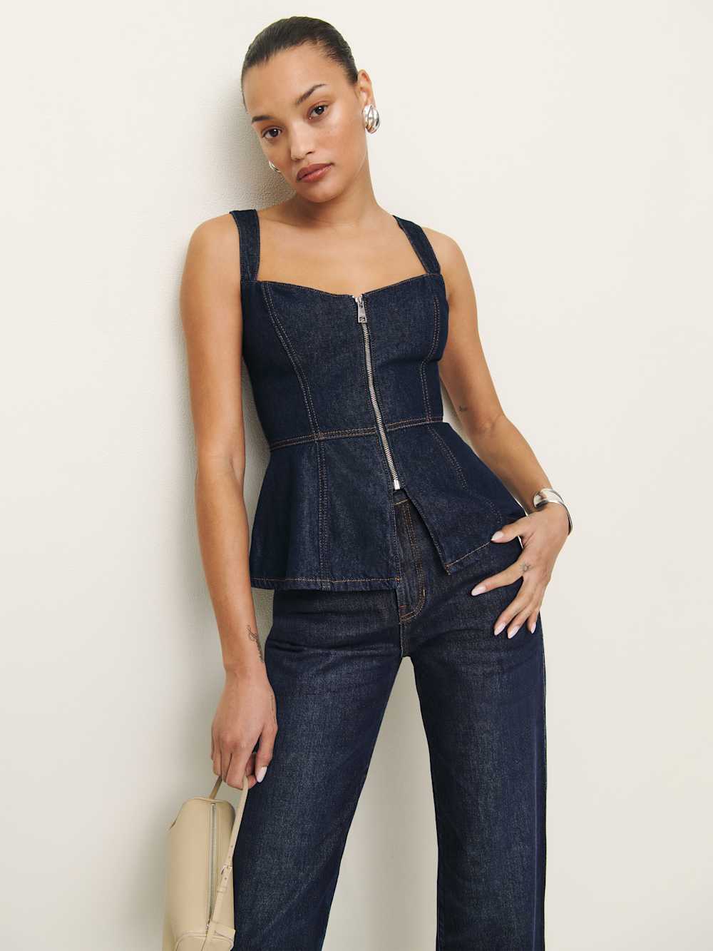 Reformation Zeta Denim Top - Grenada