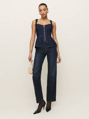 Reformation Zeta Denim Top - Grenada