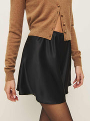 Reformation Brandy Satin Skirt - Black
