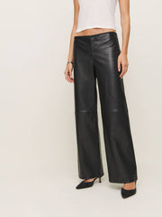 Reformation Petites Veda Vida Low Rise Leather Pant - Black