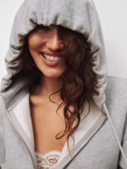 Reformation Austin Zip Up Hoodie - Heather Grey
