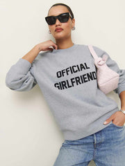 Reformation Emma Classic Crewneck Sweatshirt - Official Girlfriend Sweatshirt Heather Grey And Black