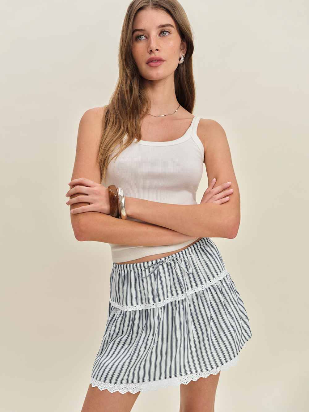 Reformation Tavia Skirt - Antibes Stripe