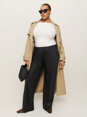 Reformation Gale Satin Mid Rise Bias Pant Es - Black