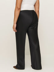 Reformation Gale Satin Mid Rise Bias Pant Es - Black