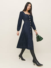 Reformation Celeste Denim Midi Dress - Liffey
