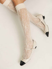 Reformation Swedish Stockings Rosa Lace Knee Highs - Ivory