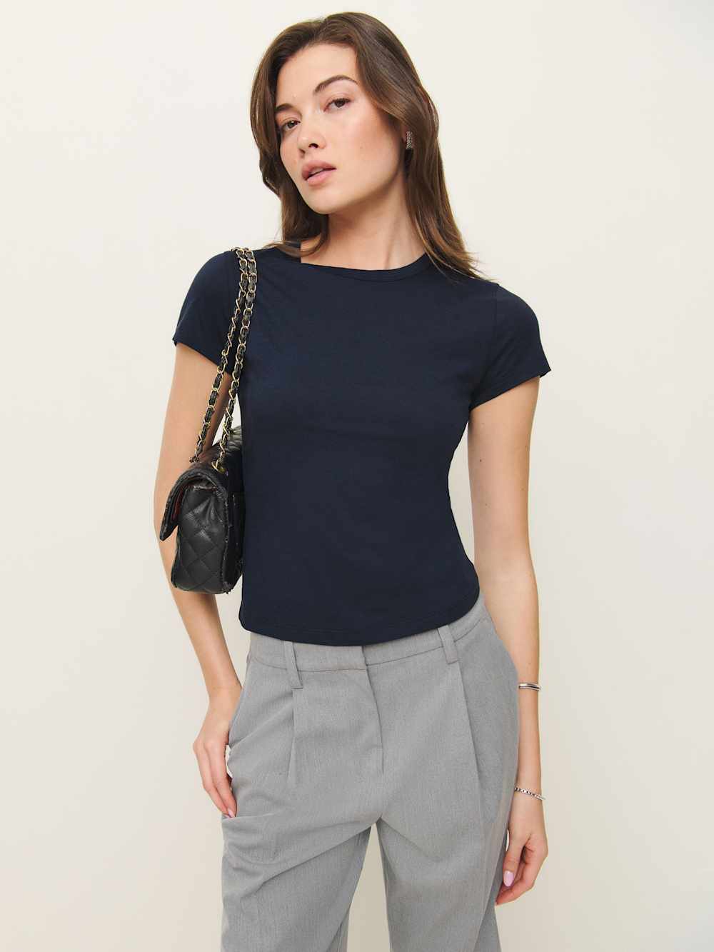 Reformation Max Slim Tee - Midnight
