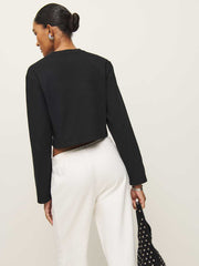 Reformation Asher Cropped Oversized Longsleeve Tee - Black